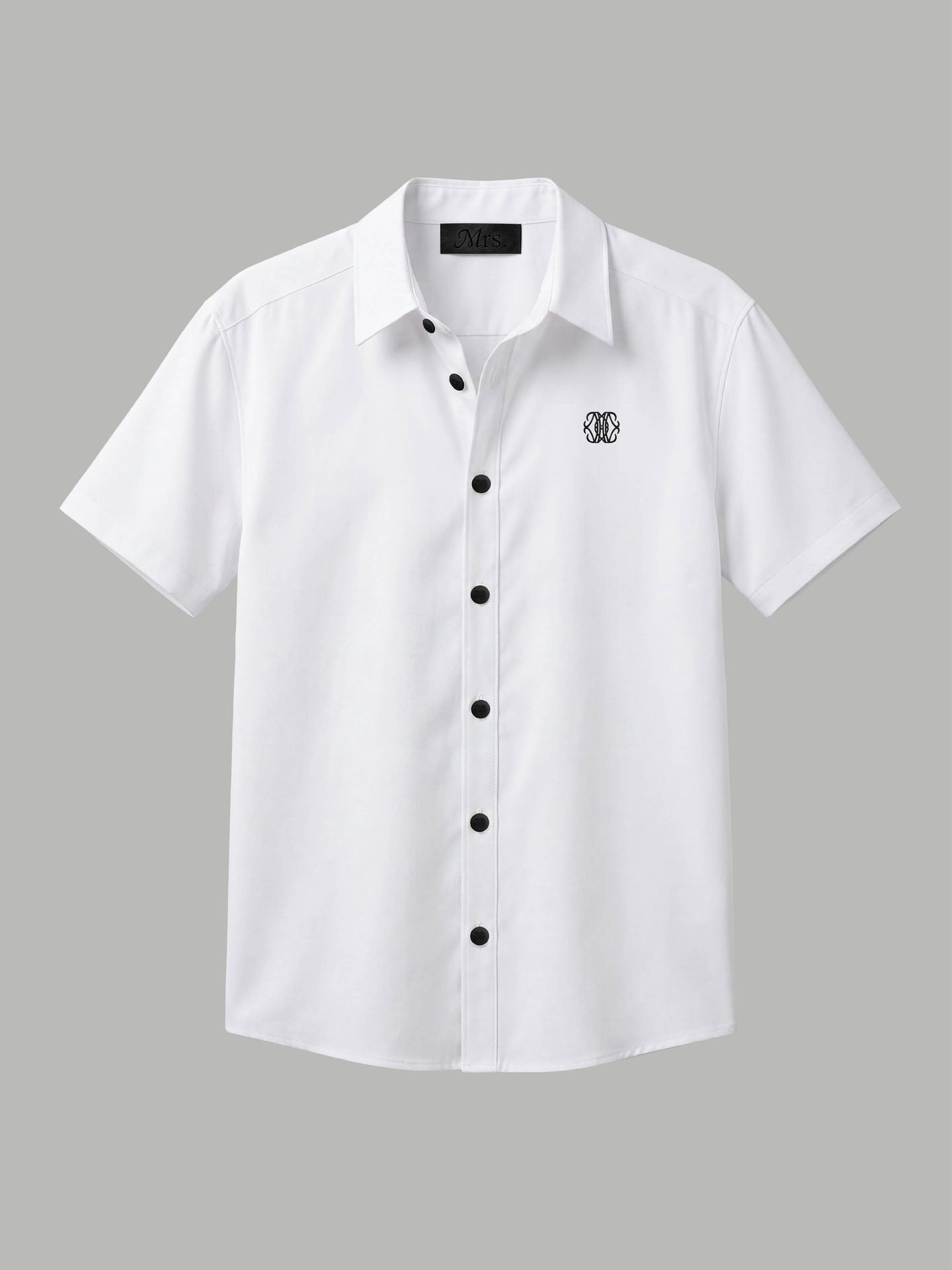 Short Sleeve Shirt with Black Detail - White