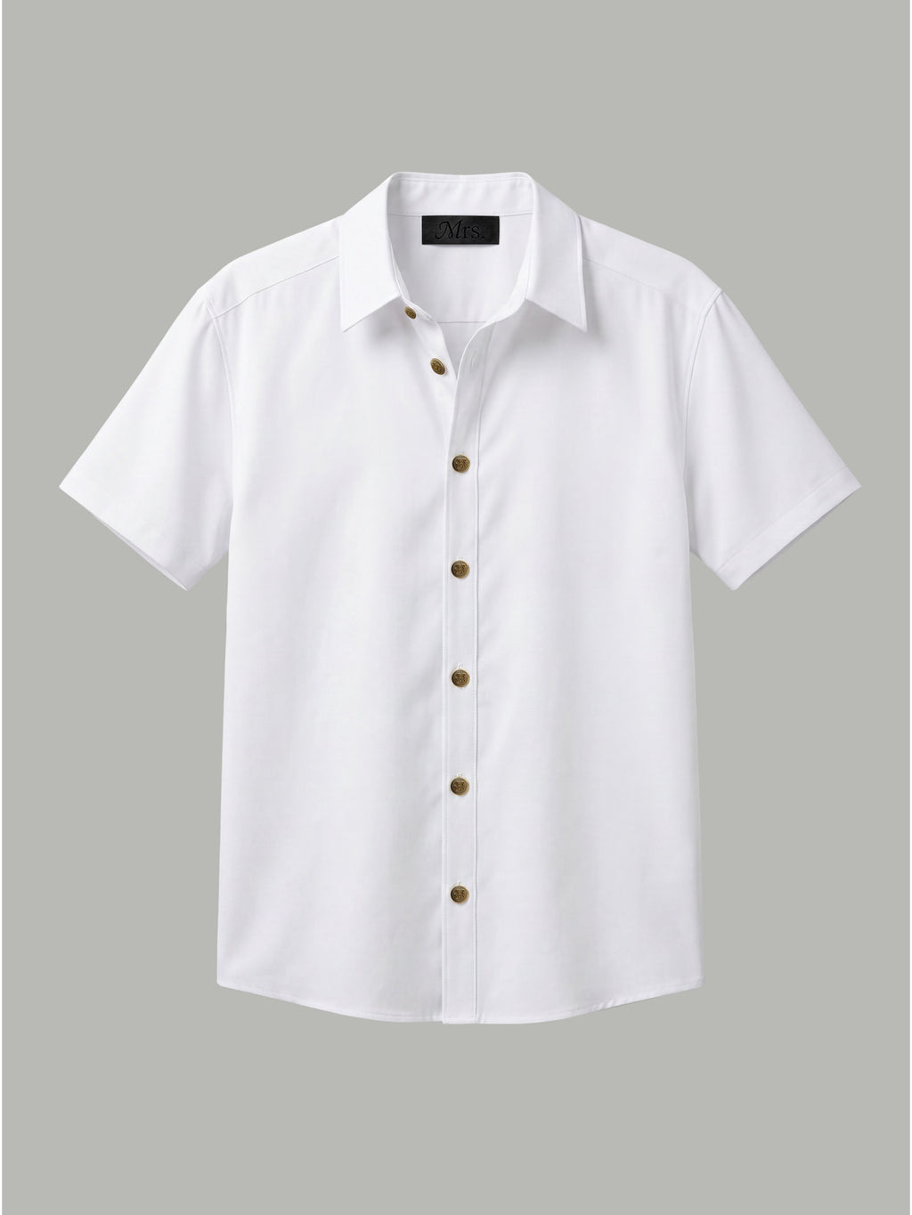 Short Sleeve Shirt with Mixed Gold Detail - White