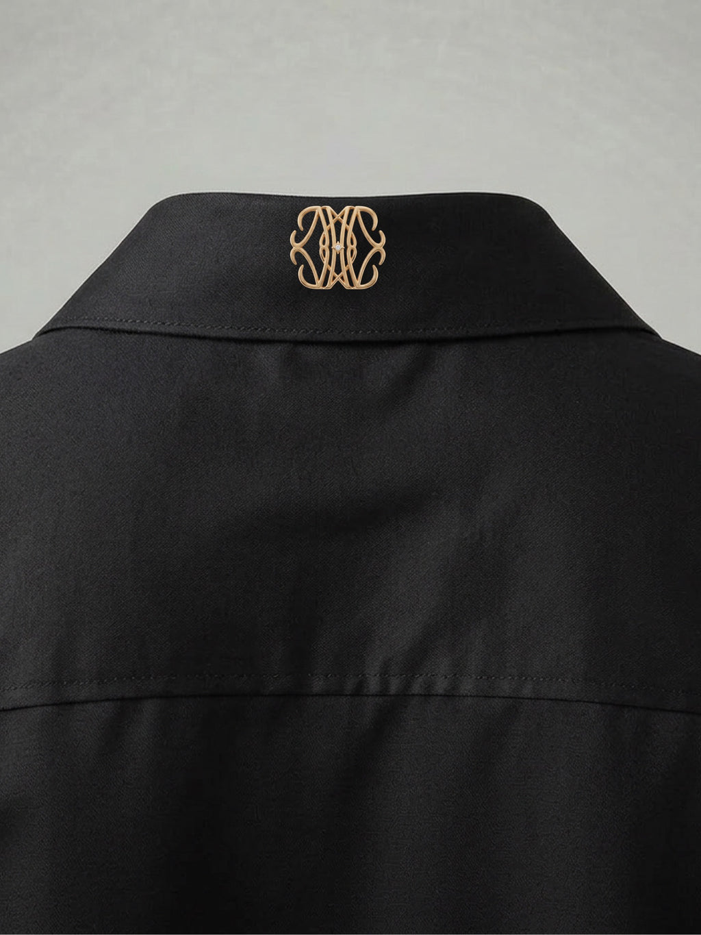 Short Sleeve Shirt with Mixed Gold Detail - Black