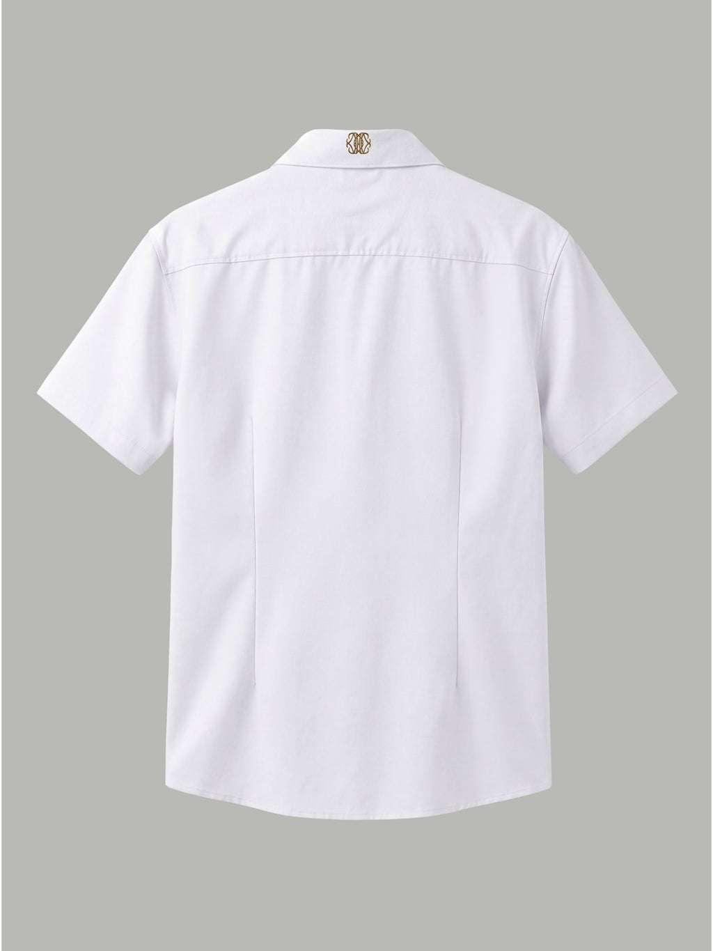 Short Sleeve Shirt with Gold Collar Detail - White