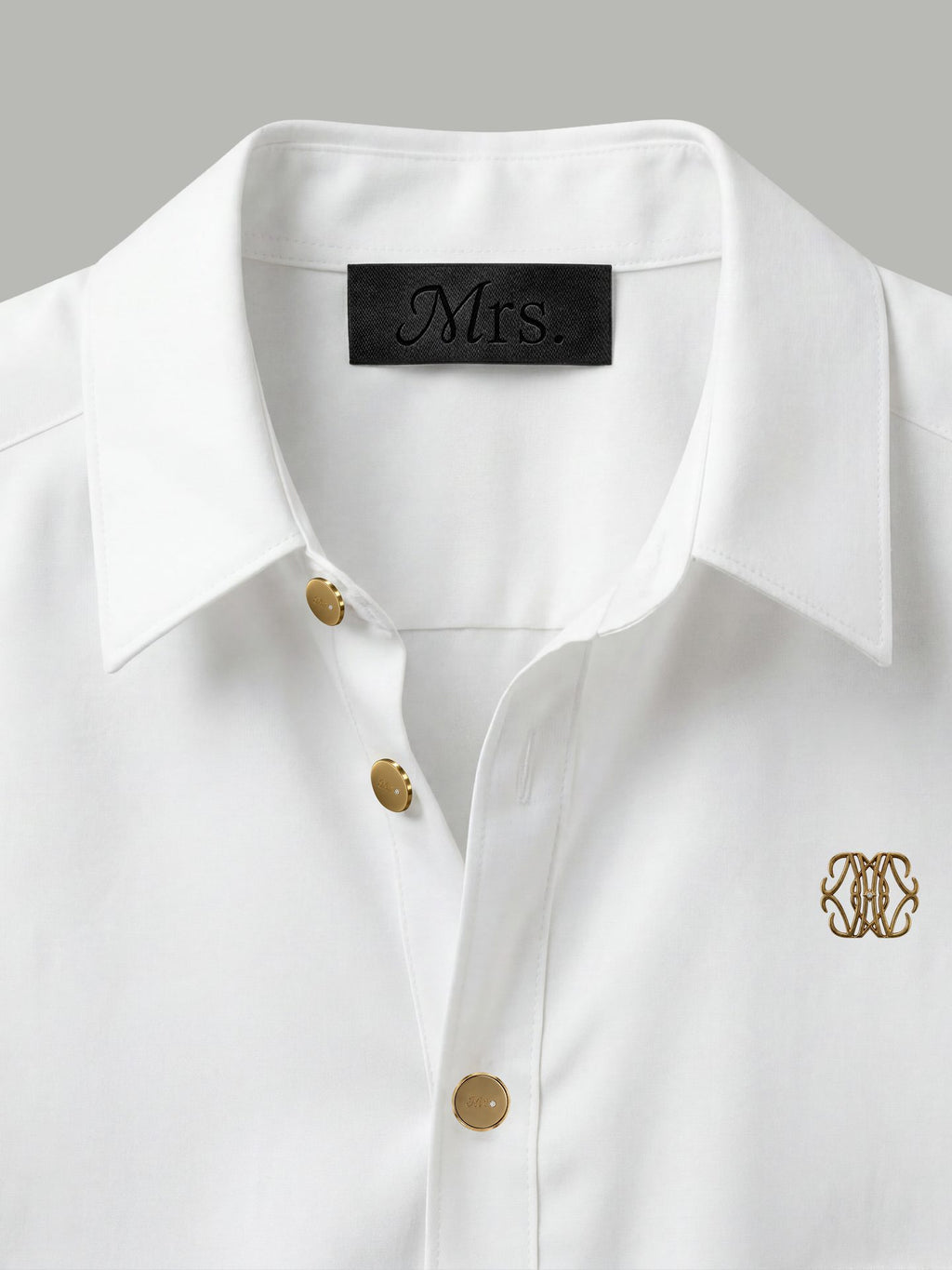 Short Sleeve Shirt with Gold Mr Button Detail - White