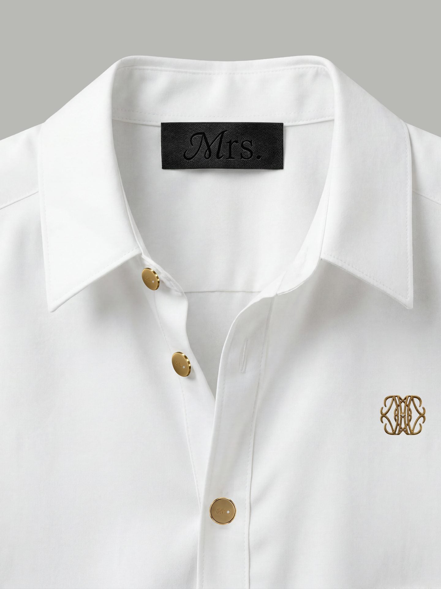 Short Sleeve Shirt with Gold Mr Button Detail - White