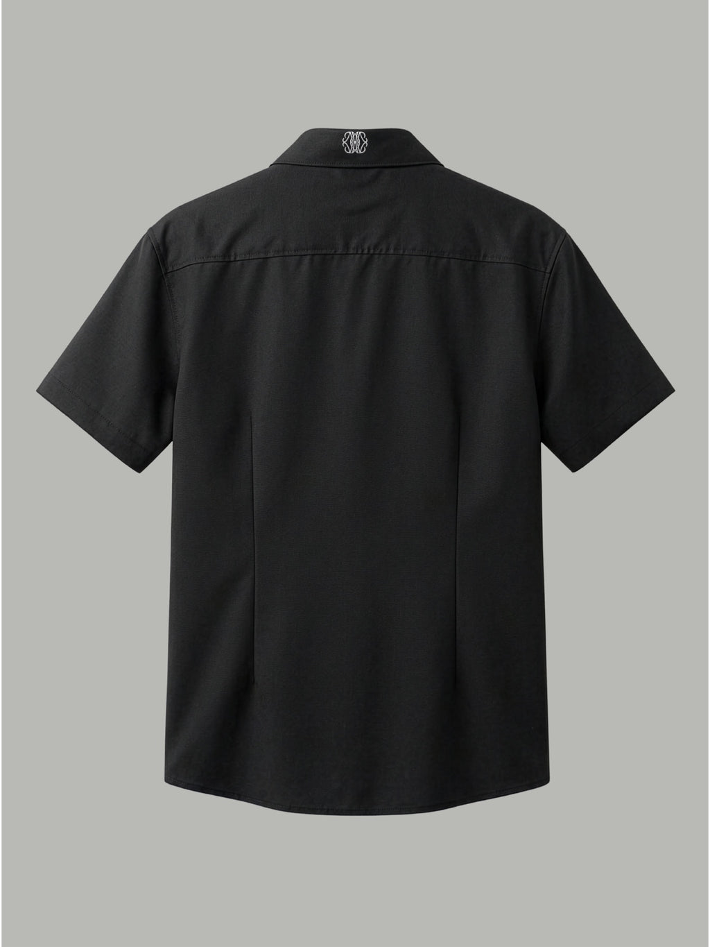 Short Sleeve Shirt with Silver Collar Detail - Black
