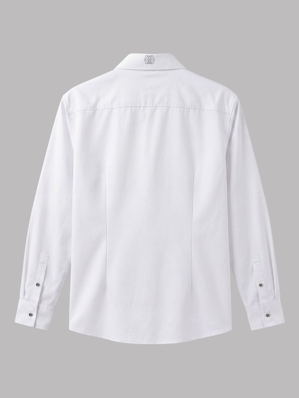Long Sleeve Shirt with Silver Collar Detail - White