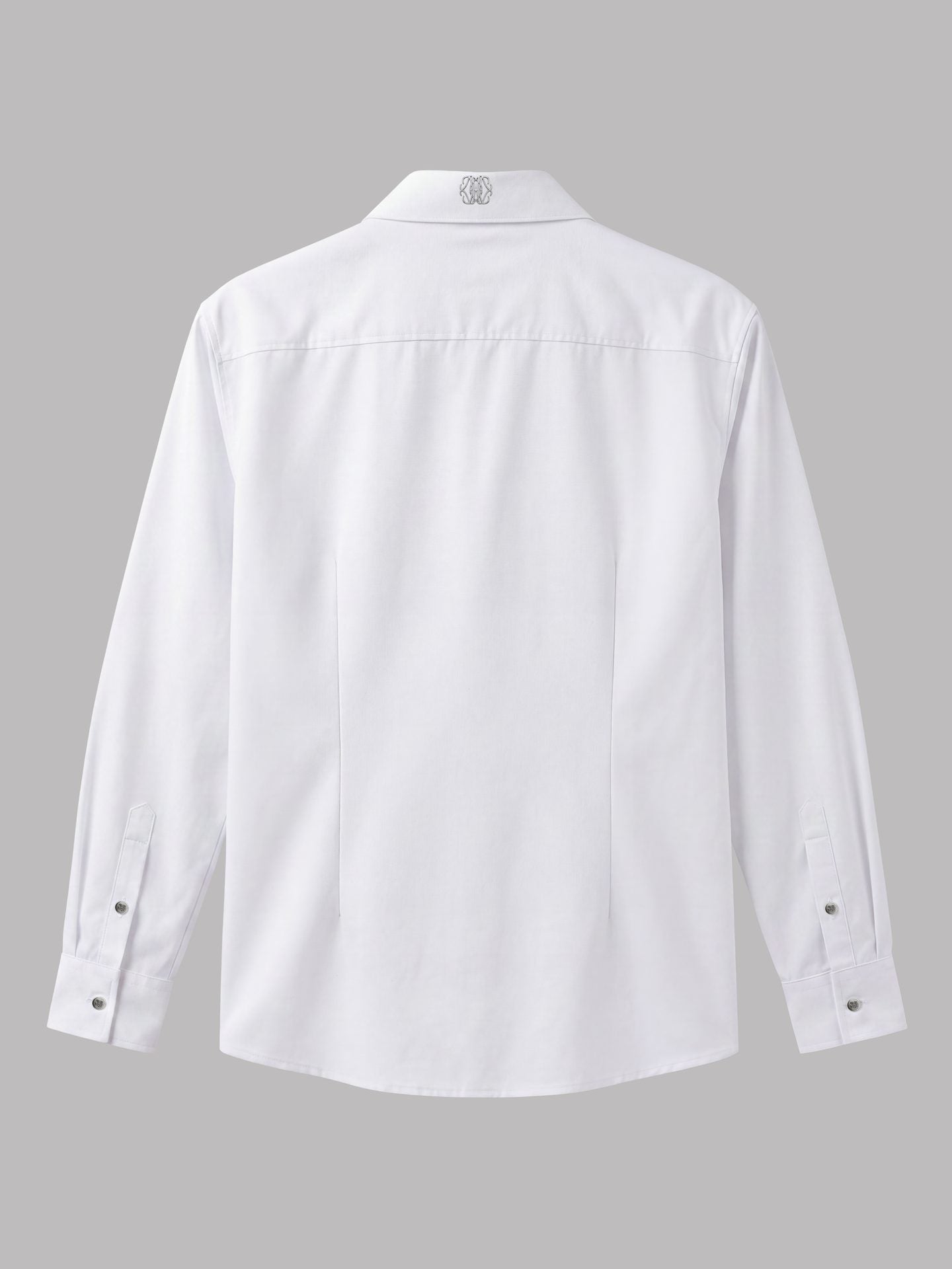 Long Sleeve Shirt with Silver Collar Detail - White