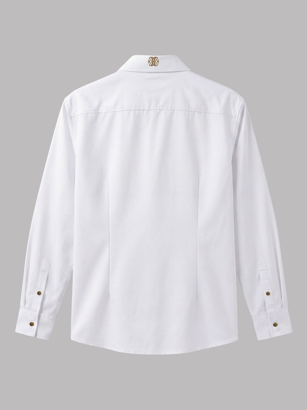Long Sleeve Shirt with Gold Collar Detail - White