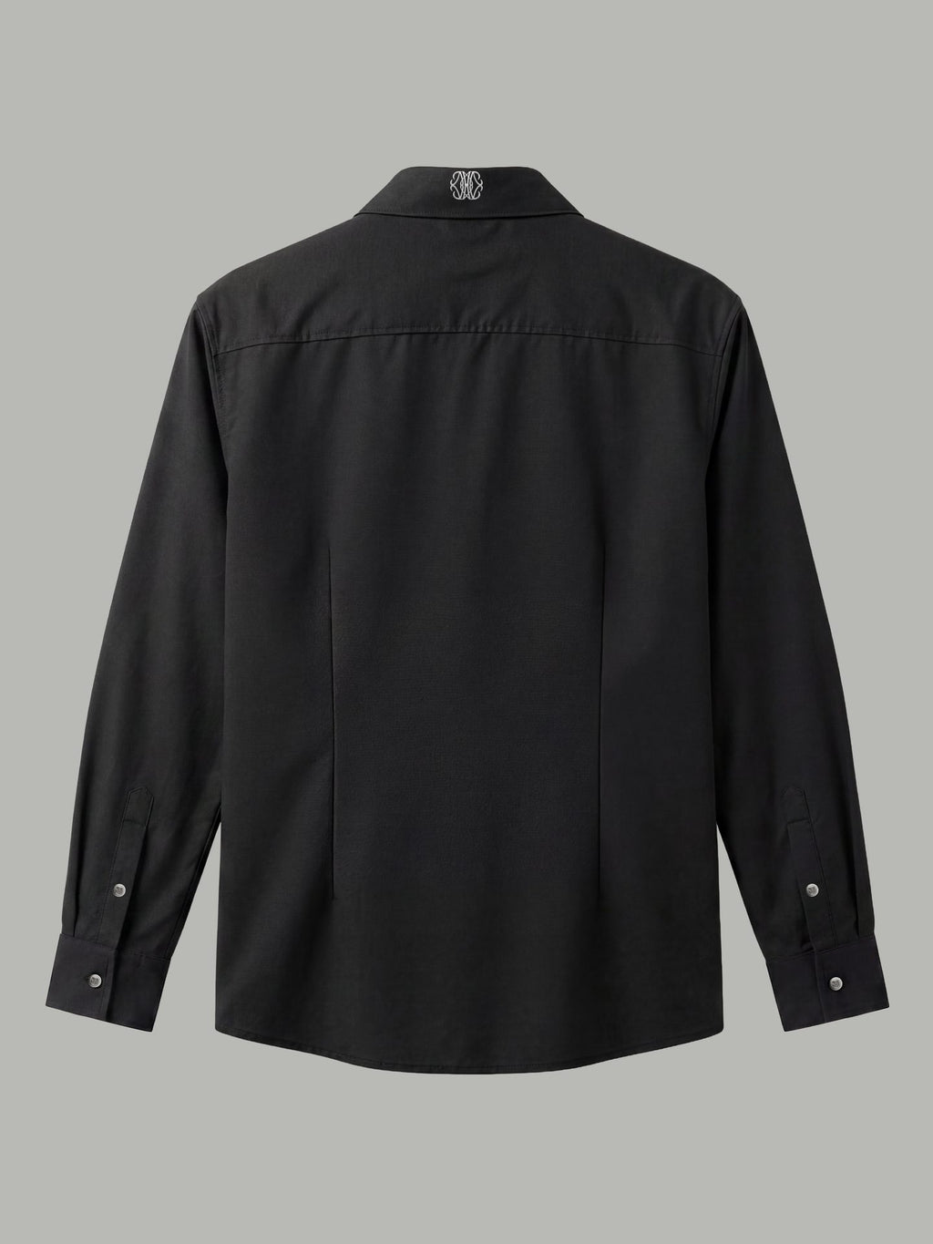 Long Sleeve Shirt with Silver Collar Detail - Black