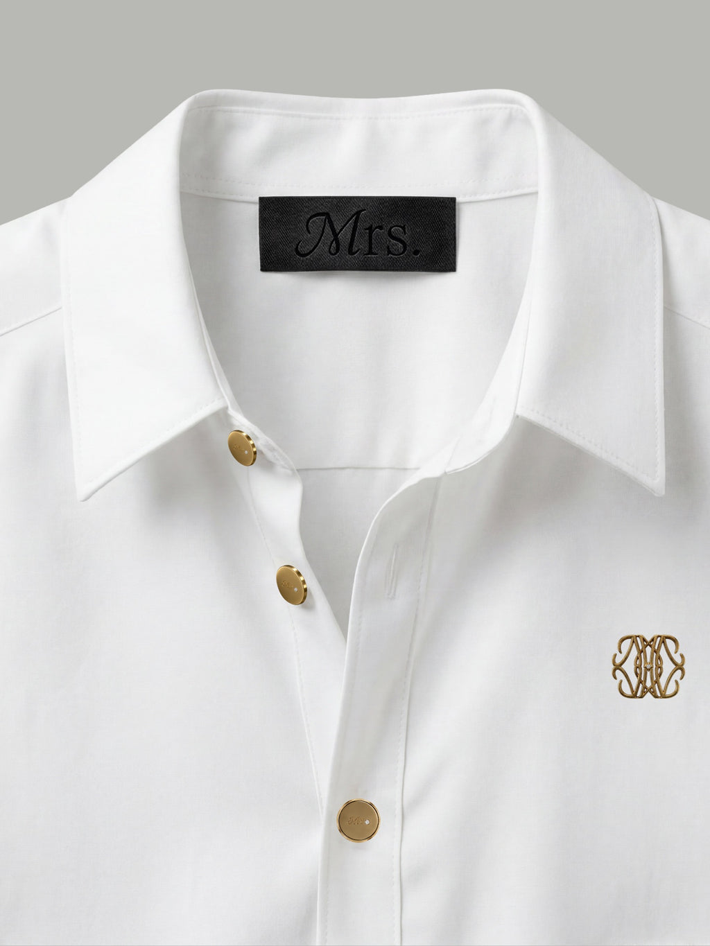 Short Sleeve Shirt with Gold Mr Button Detail - White