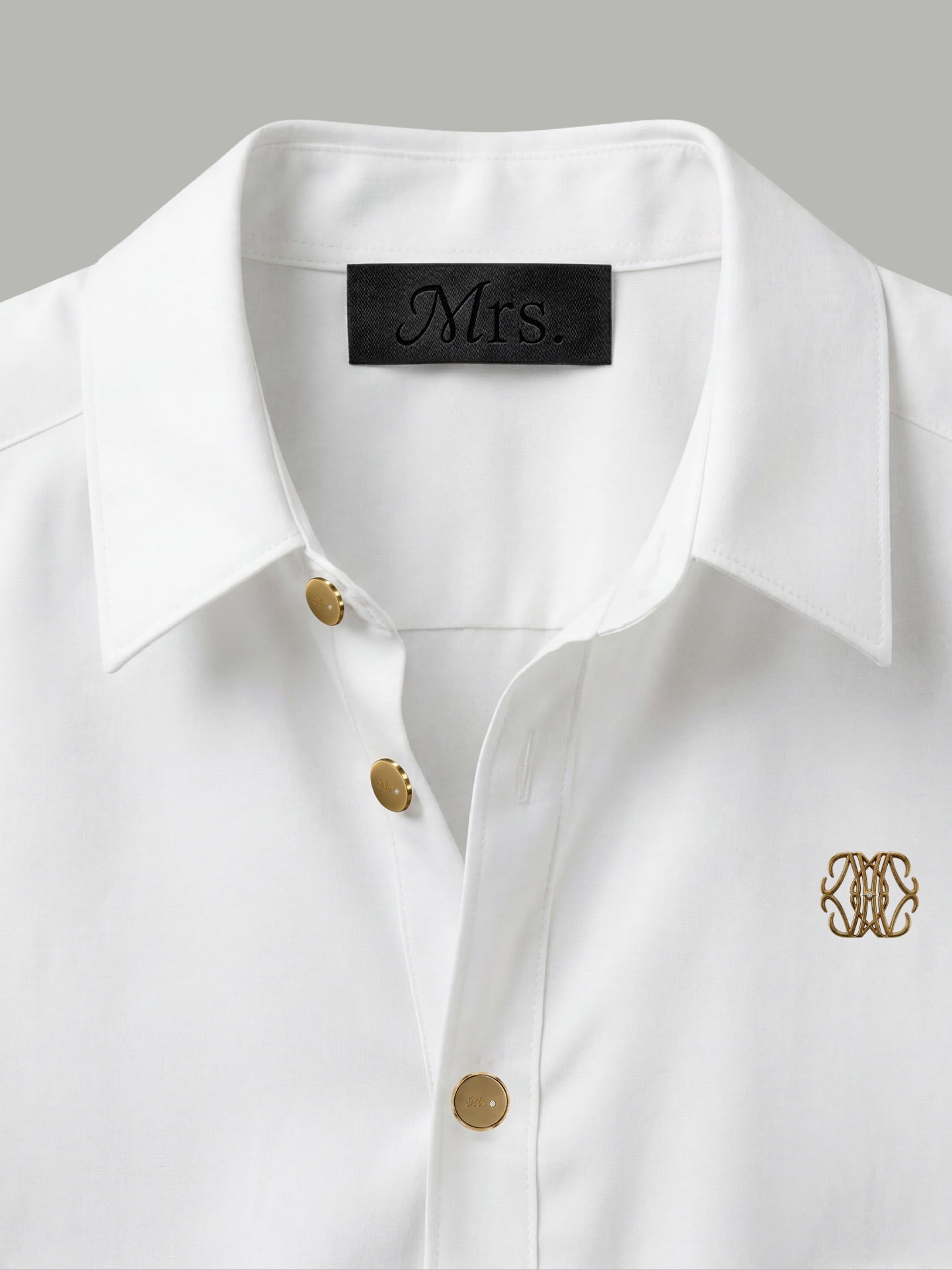 Short Sleeve Shirt with Gold Mr Button Detail - White