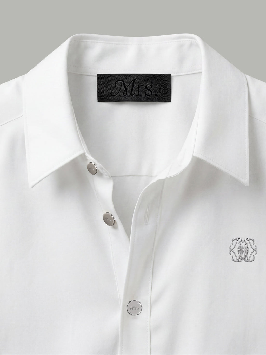 Short Sleeve Shirt with Silver Mr Button Detail - White