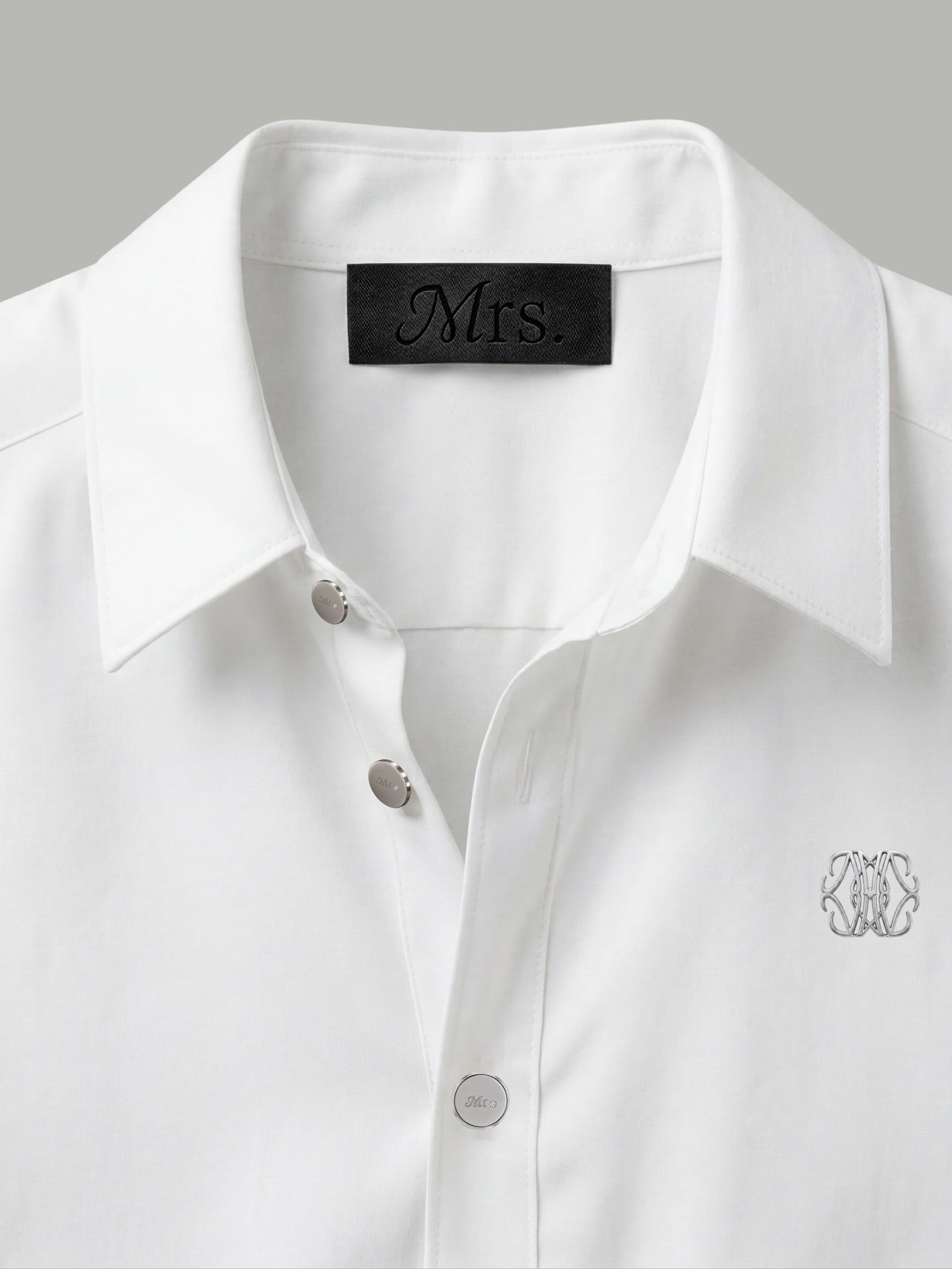 Short Sleeve Shirt with Silver Mr Button Detail - White