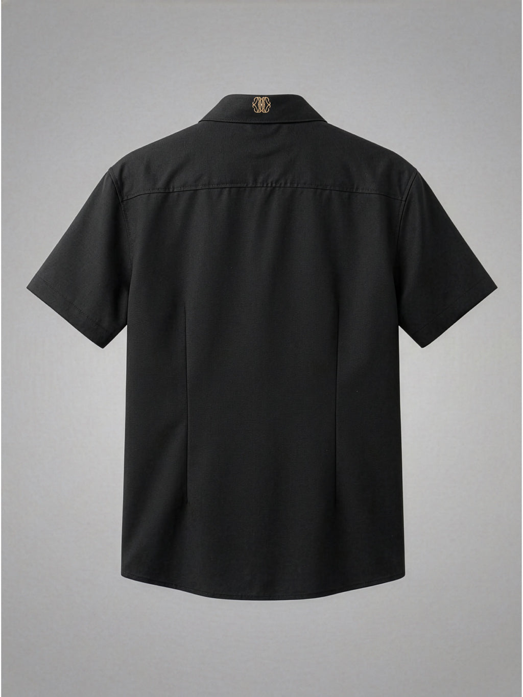 Short Sleeve Shirt with Mixed Gold Detail - Black