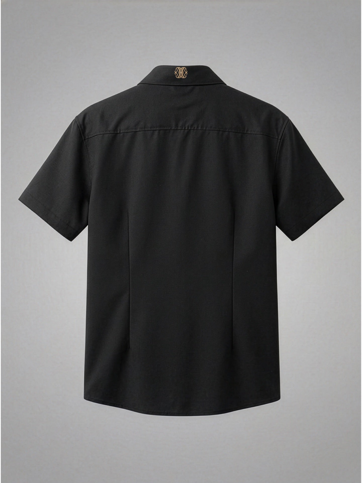 Short Sleeve Shirt with Mixed Gold Detail - Black