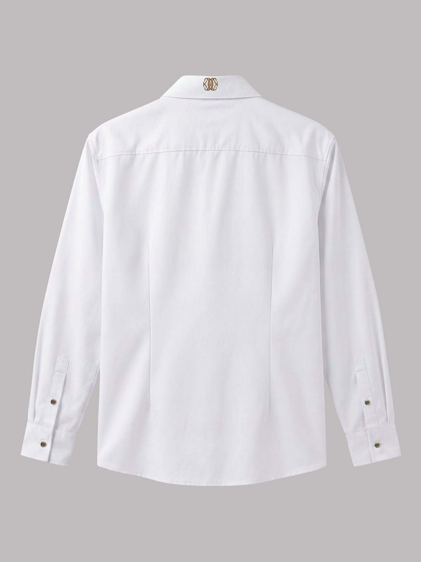 Long Sleeve Shirt with Mixed Gold Detail - White