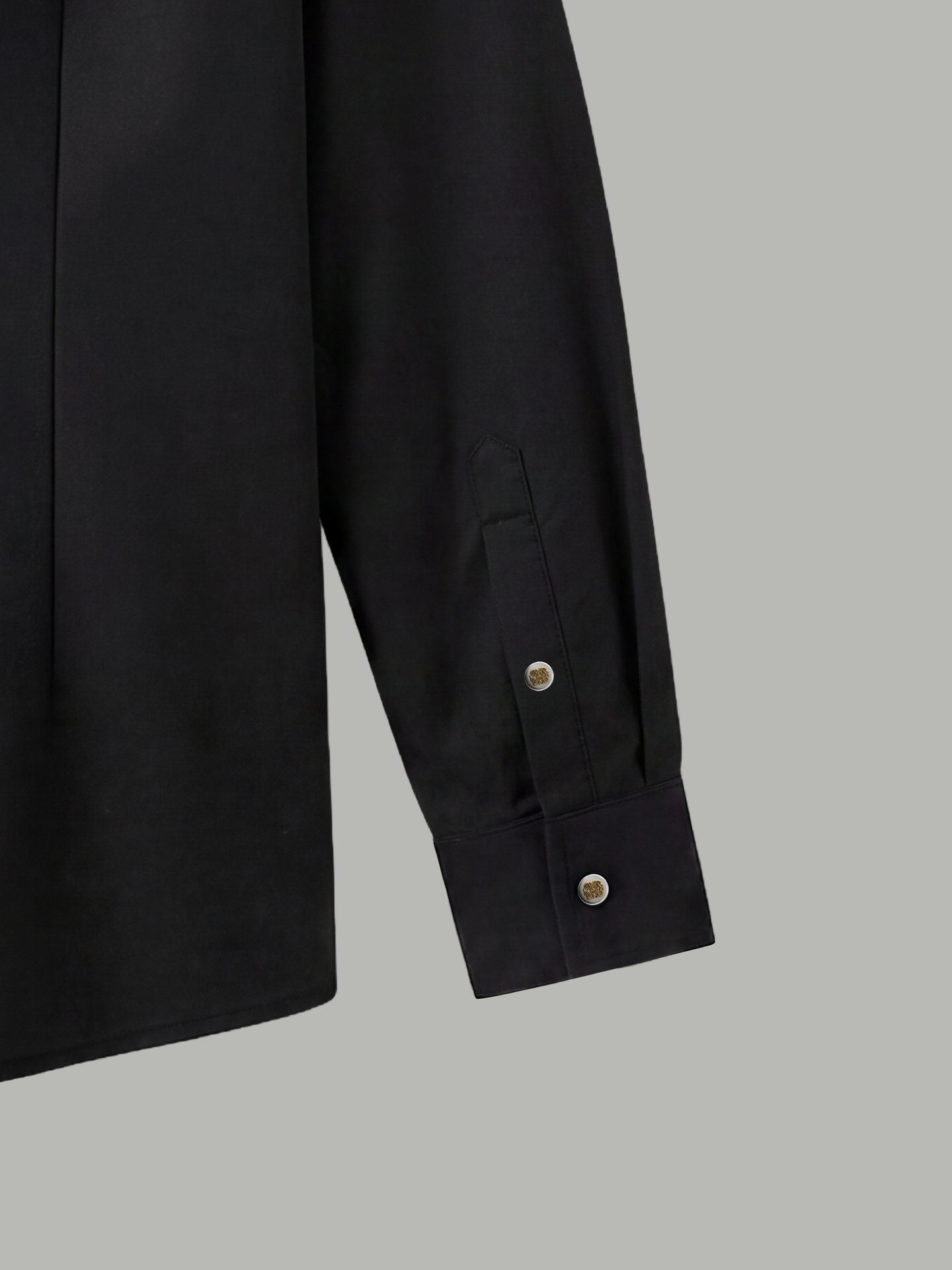 Long Sleeve Shirt with Mixed Gold Detail - Black