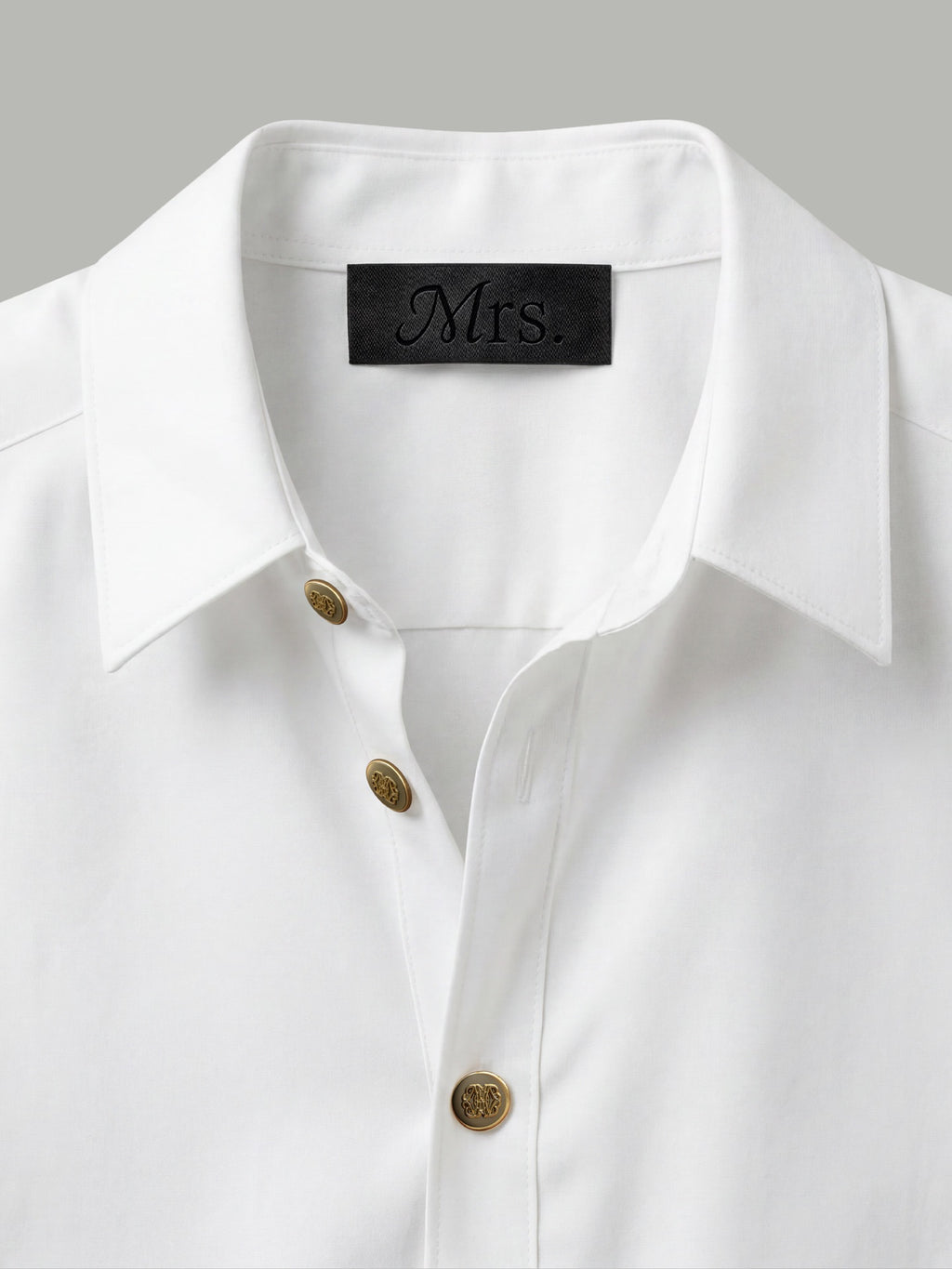 Short Sleeve Shirt with Gold Collar Detail - White