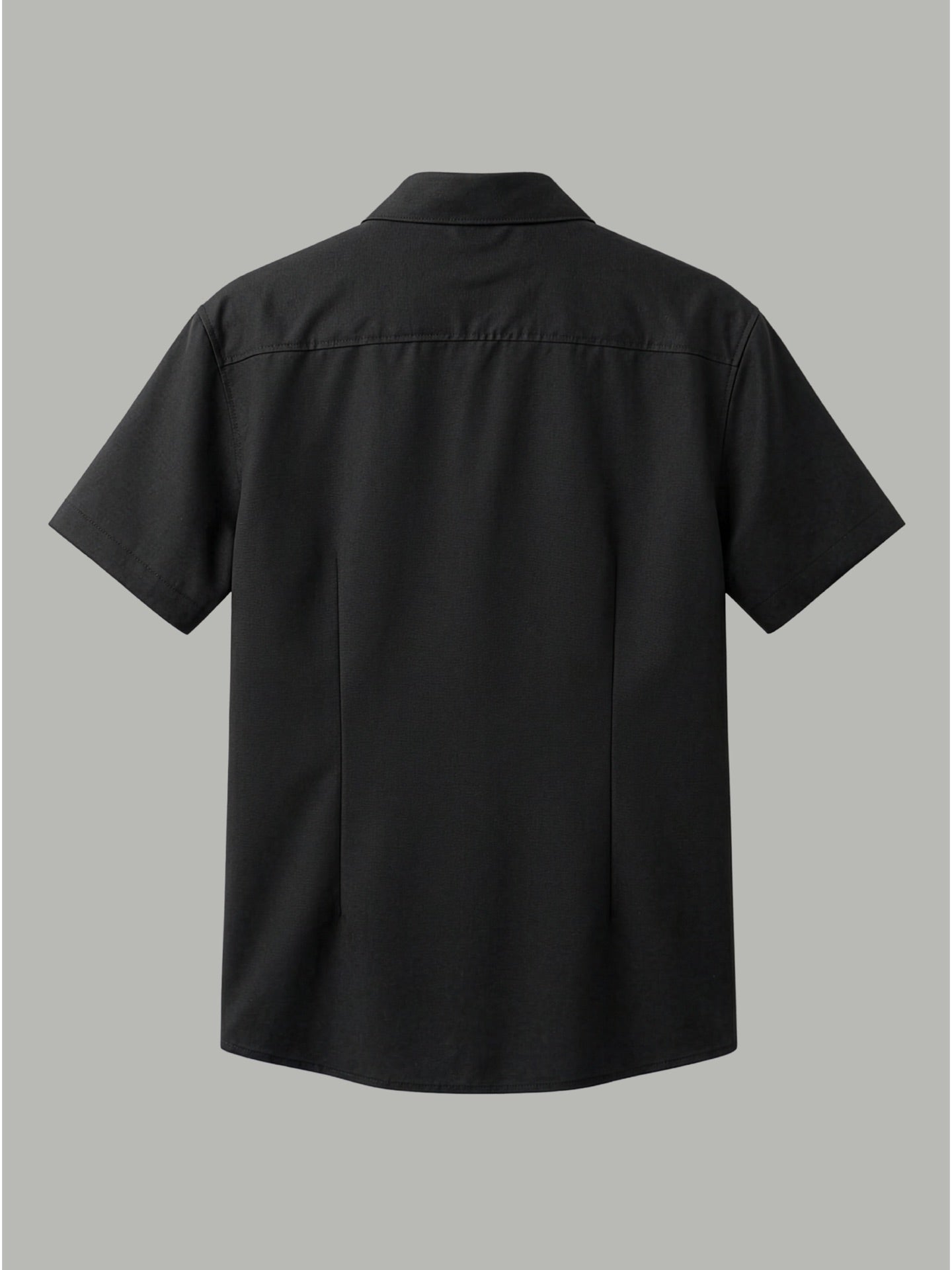 Short Sleeve Shirt with Silver Mr Button Detail - Black