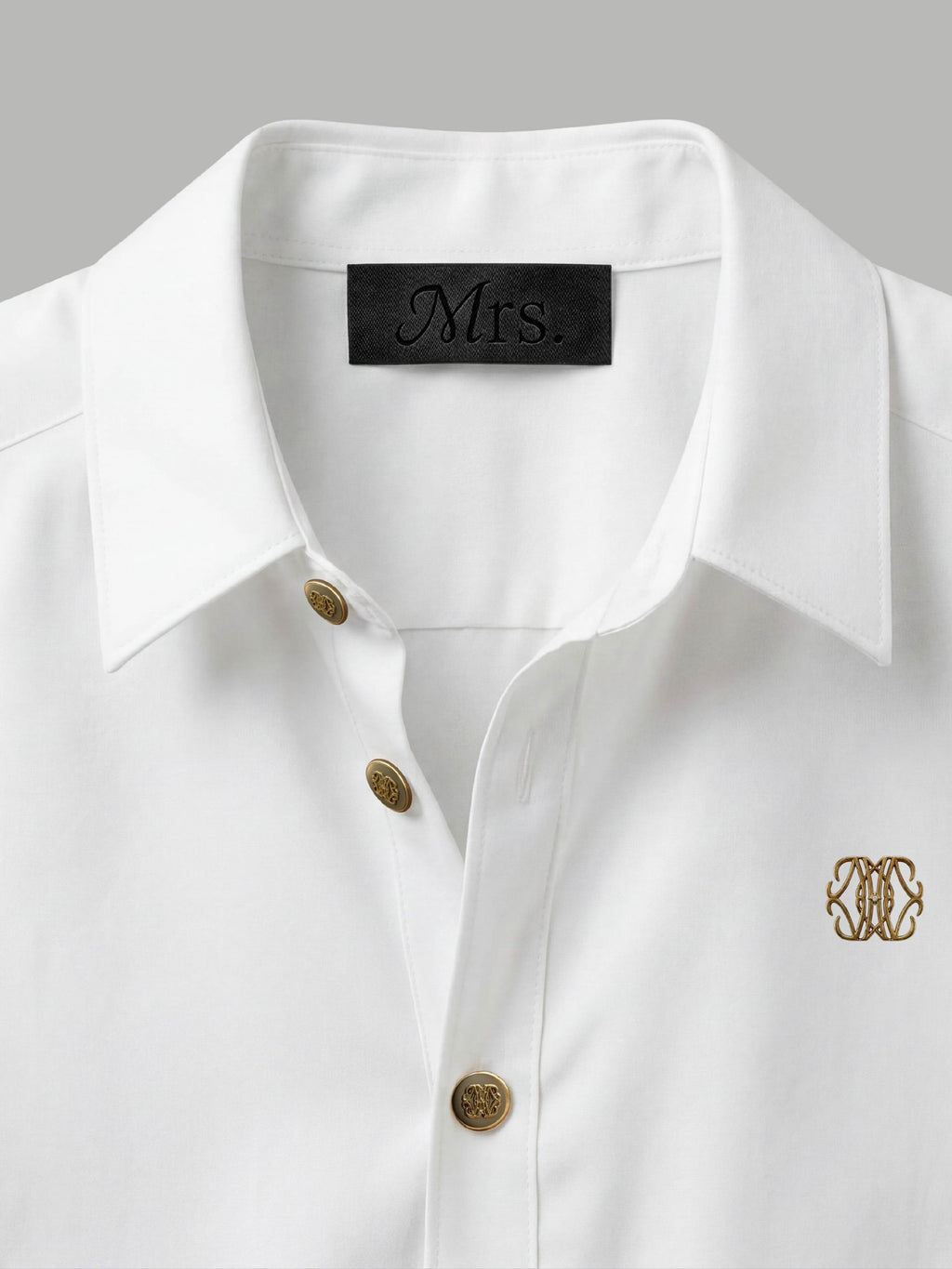 Short Sleeve Shirt with Gold Chest Detail - White