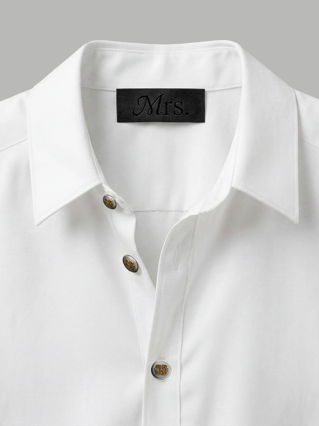 Short Sleeve Shirt with Mixed Gold Detail - White
