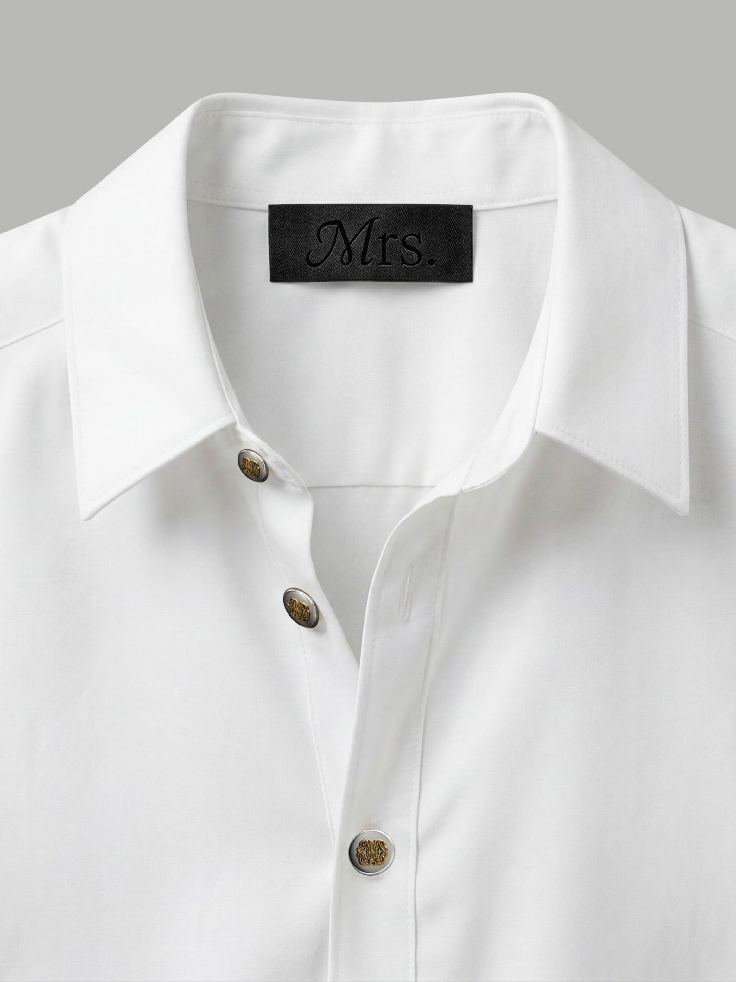 Short Sleeve Shirt with Mixed Gold Detail - White
