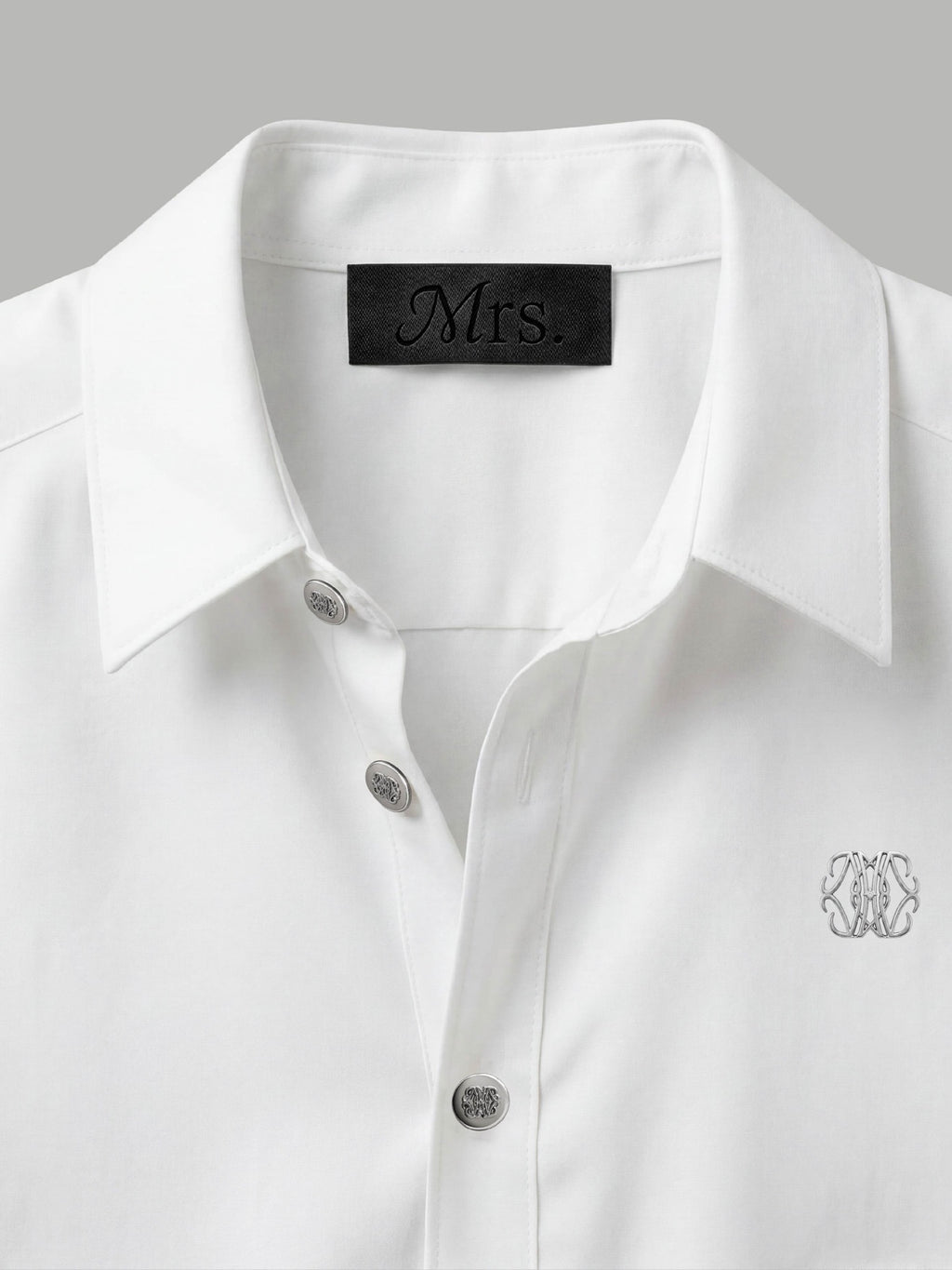 Short Sleeve Shirt with Silver Chest Detail - White