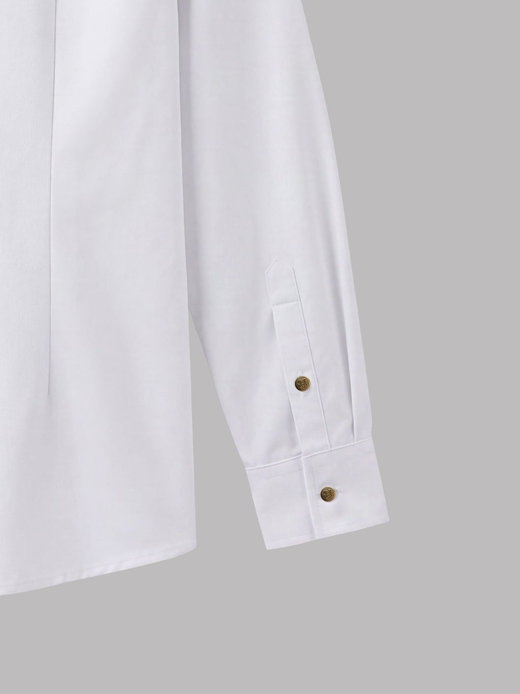 Long Sleeve Shirt with Gold Collar Detail - White