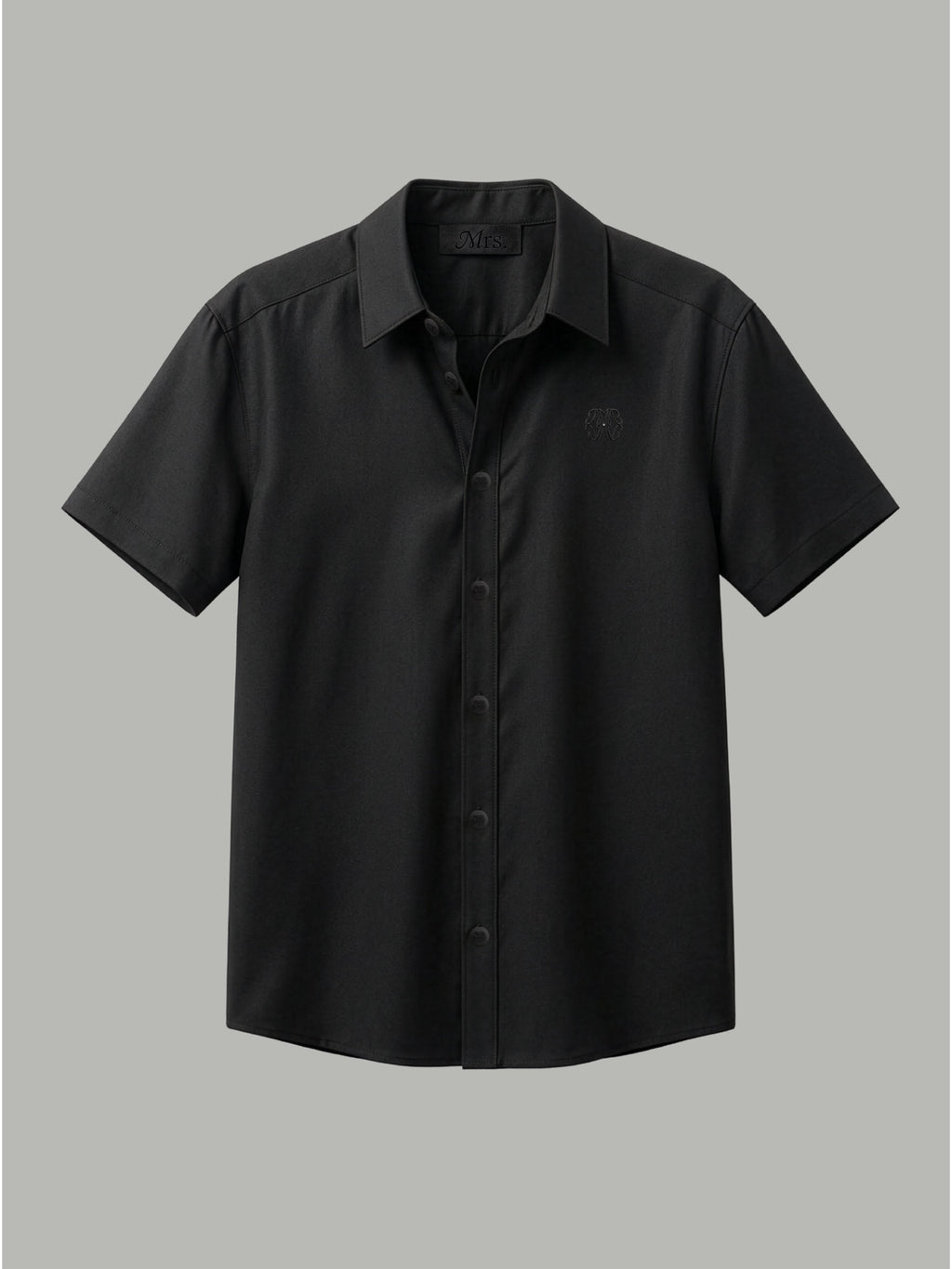 Short Sleeve Shirt with Black Detail - Black