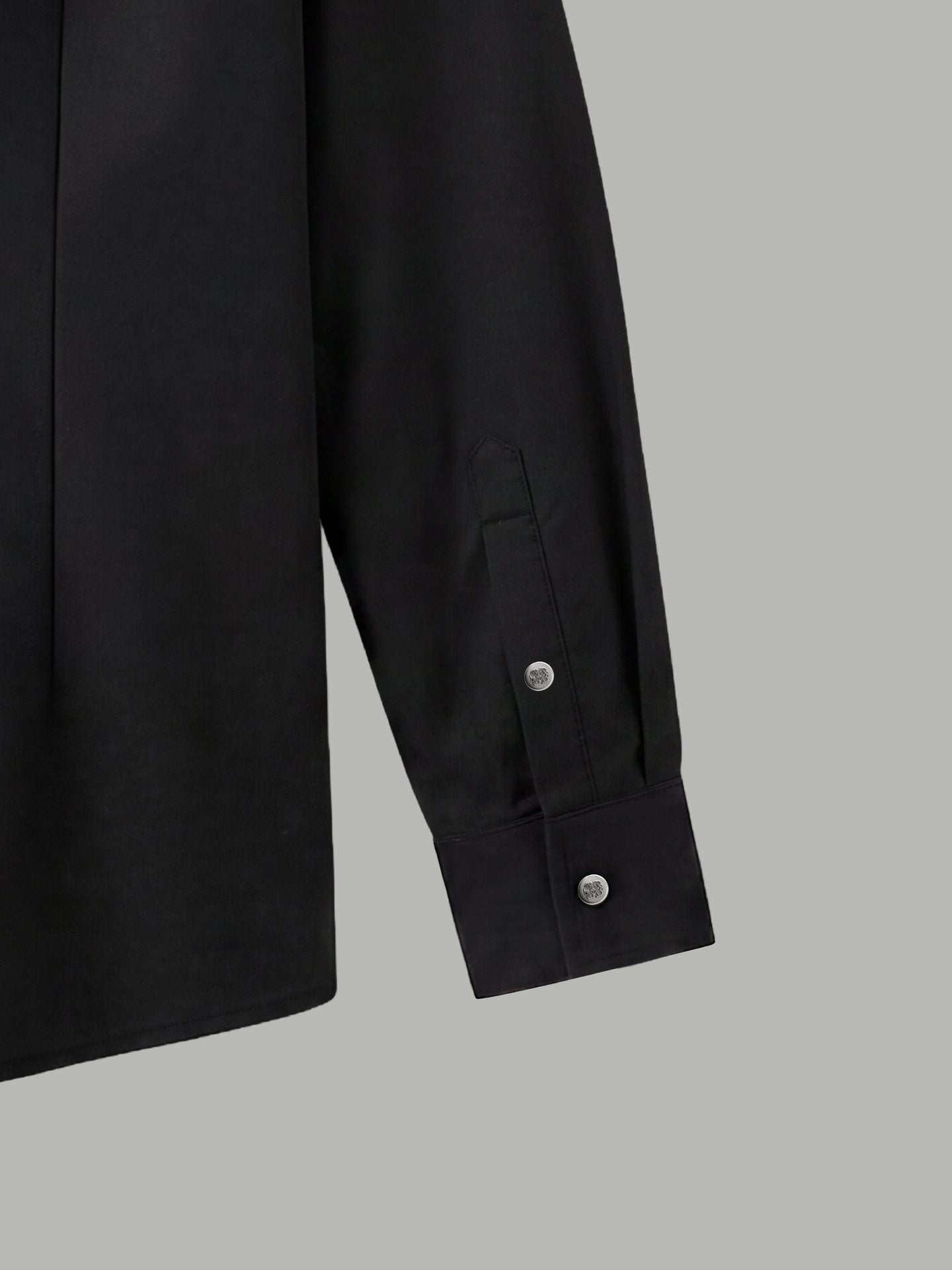 Long Sleeve Shirt with Silver Chest Detail - Black