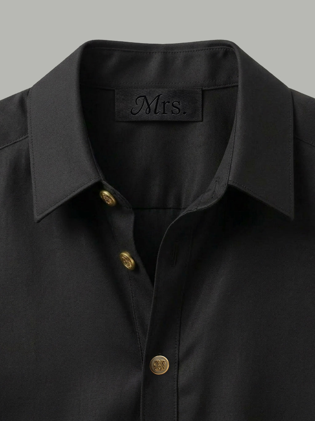 Short Sleeve Shirt with Gold Collar Detail - Black