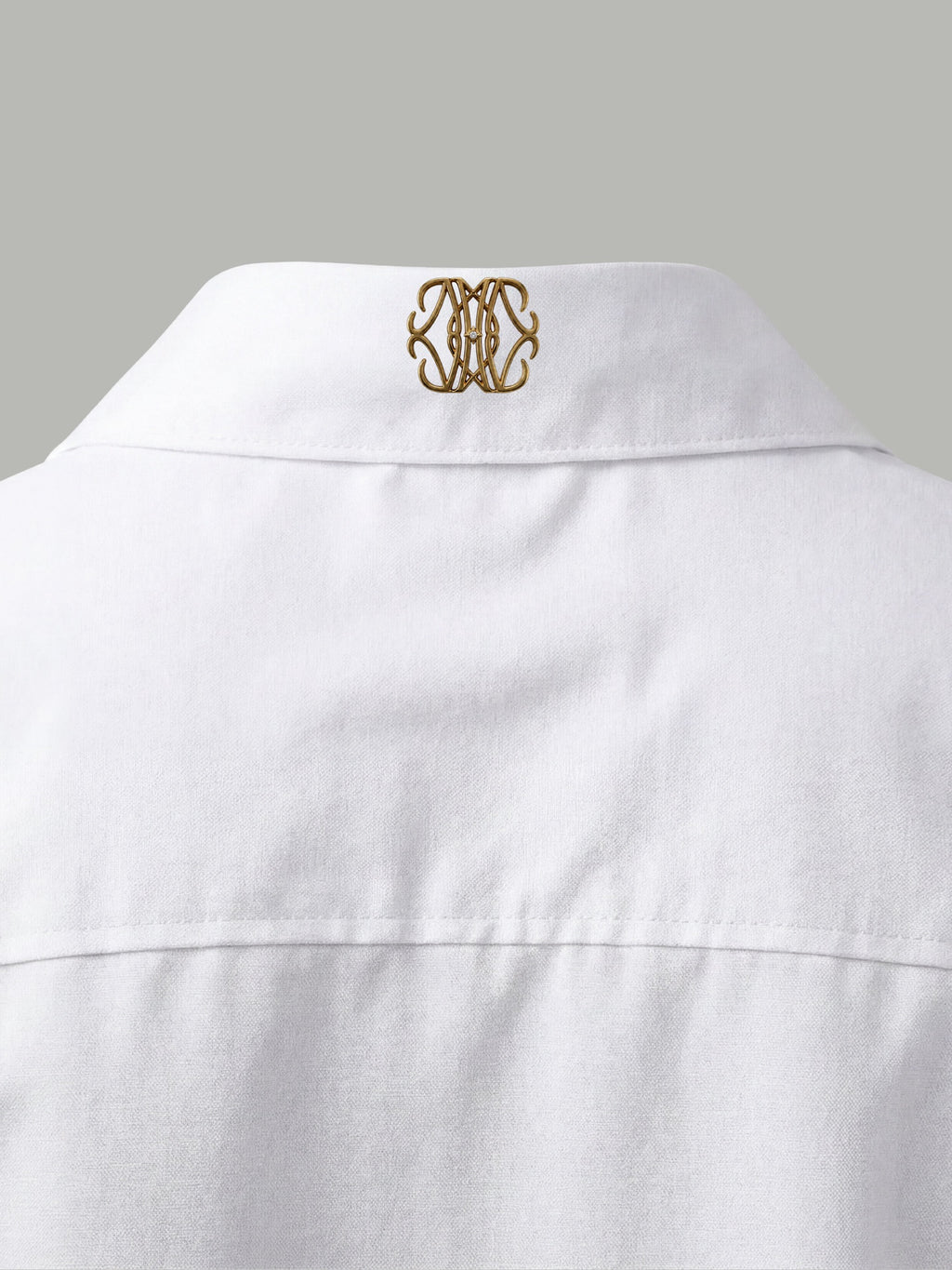 Short Sleeve Shirt with Gold Collar Detail - White