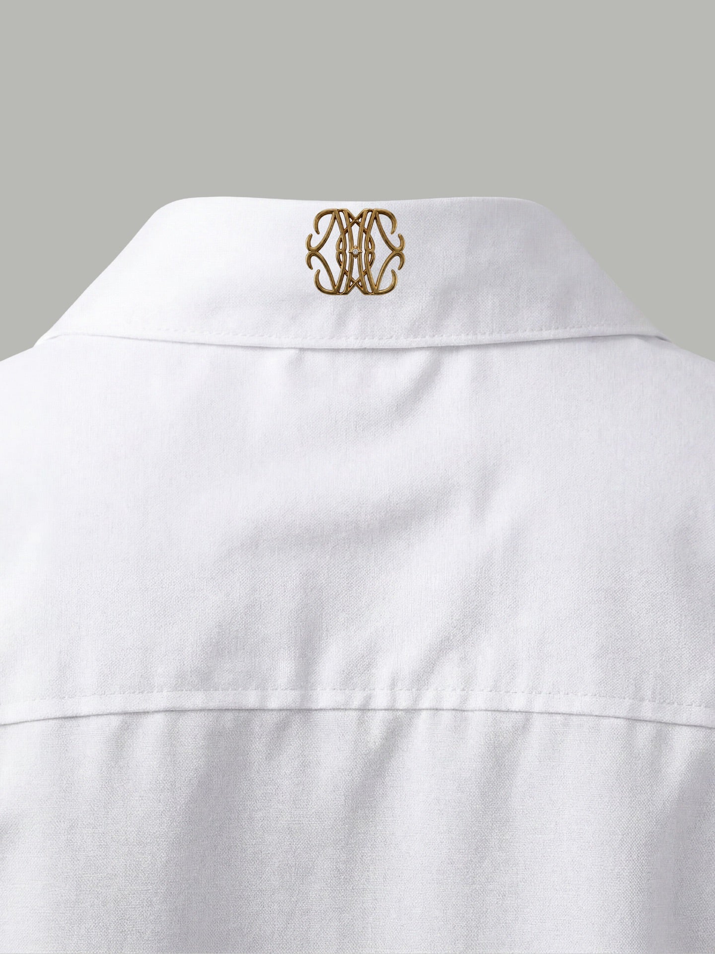 Short Sleeve Shirt with Gold Collar Detail - White