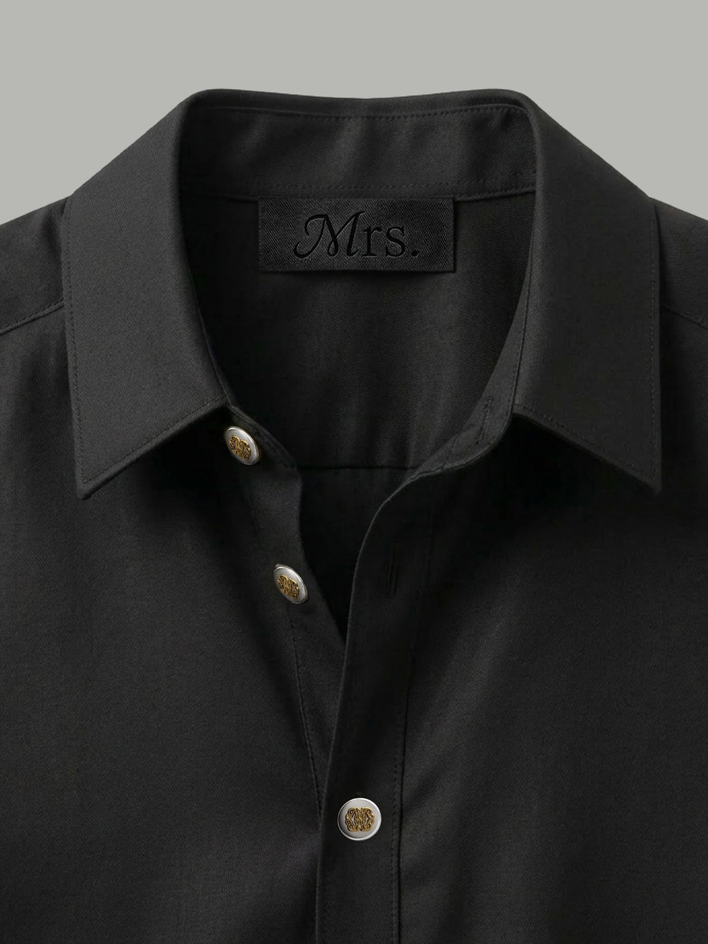 Long Sleeve Shirt with Mixed Gold Detail - Black
