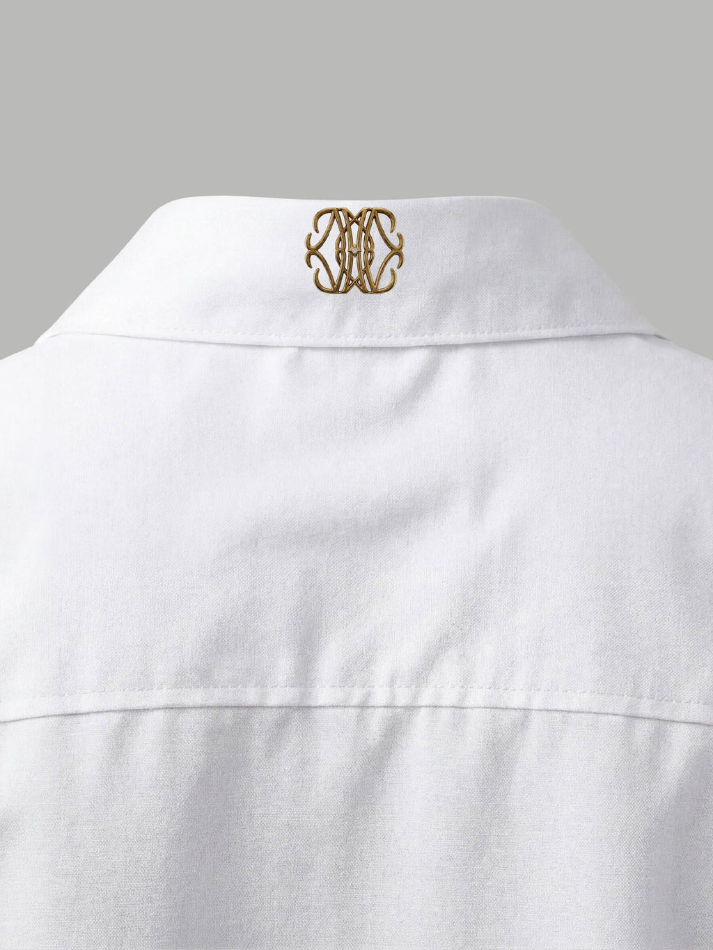 Long Sleeve Shirt with Mixed Gold Detail - White