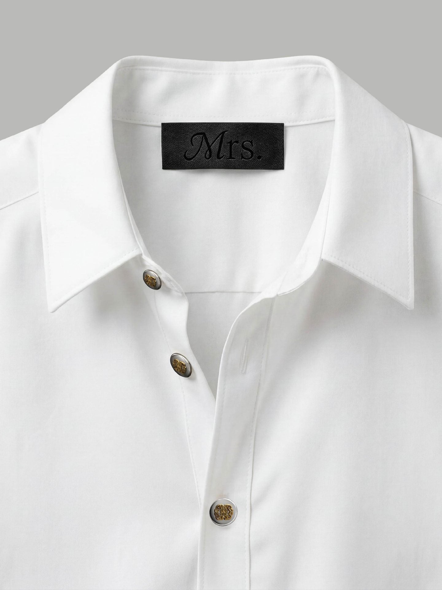 Long Sleeve Shirt with Mixed Gold Detail - White