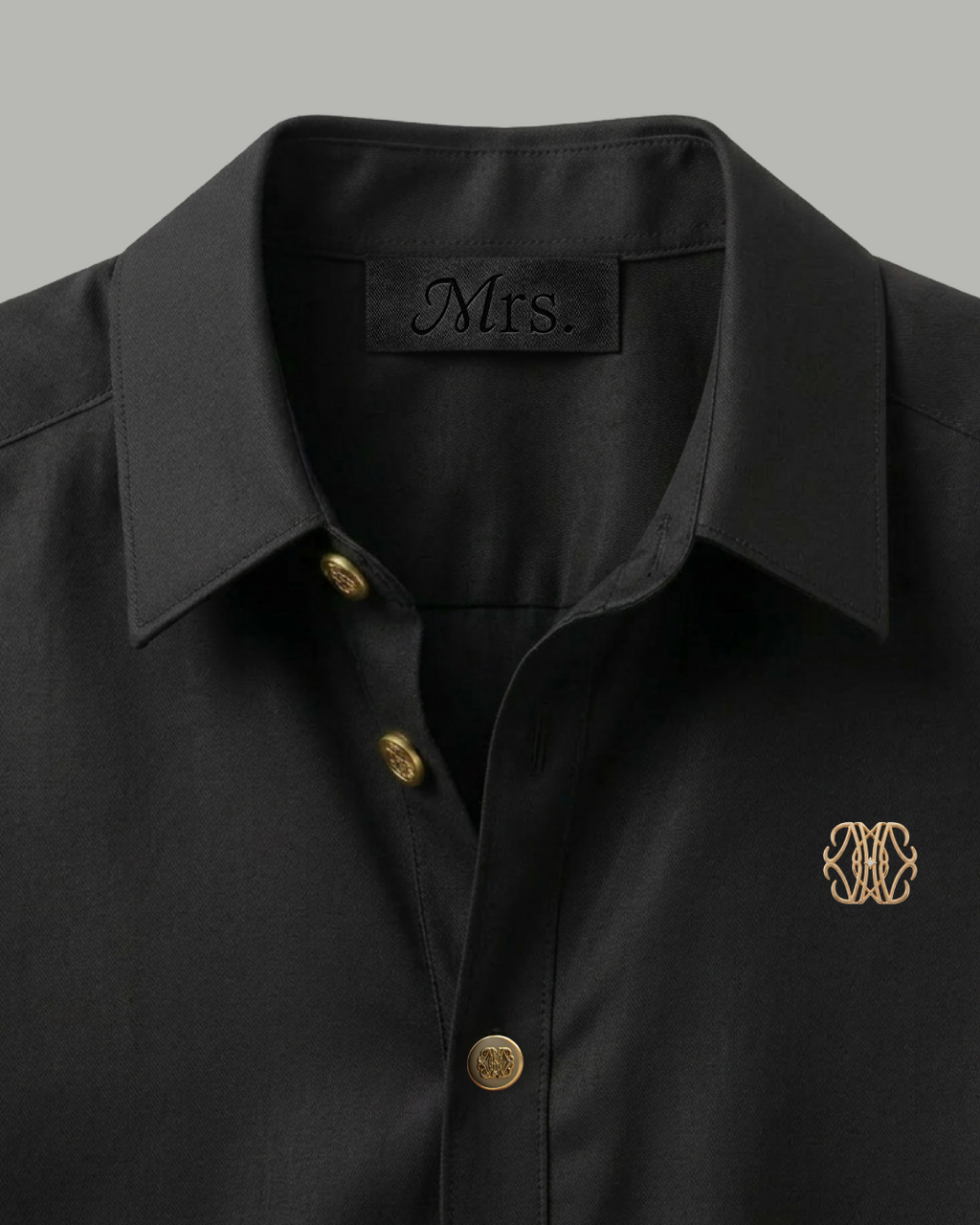 Short Sleeve Shirt with Gold Chest Detail - Black