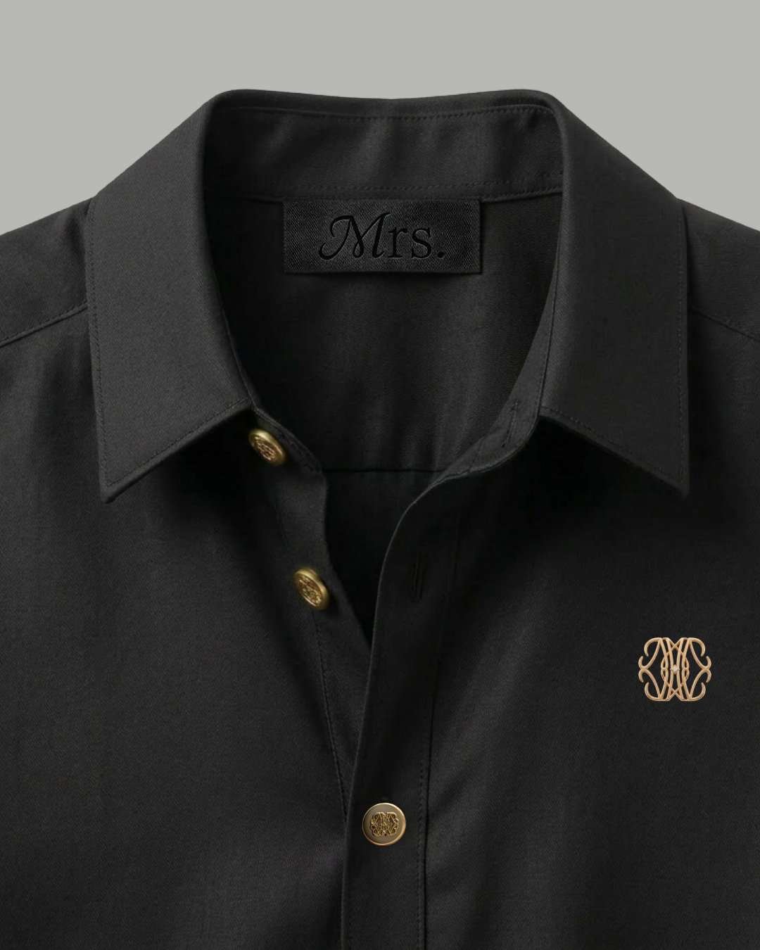 Short Sleeve Shirt with Gold Chest Detail - Black